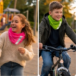 Fluo Nekwarmer met Reflecterende Stroken